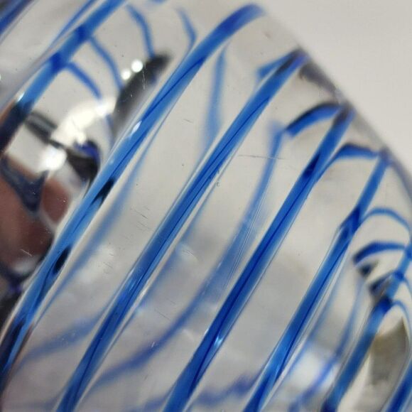 2004 Dennis East Int 5" Blown Glass Blue Ribbon Style Vase - Picture 10 of 12